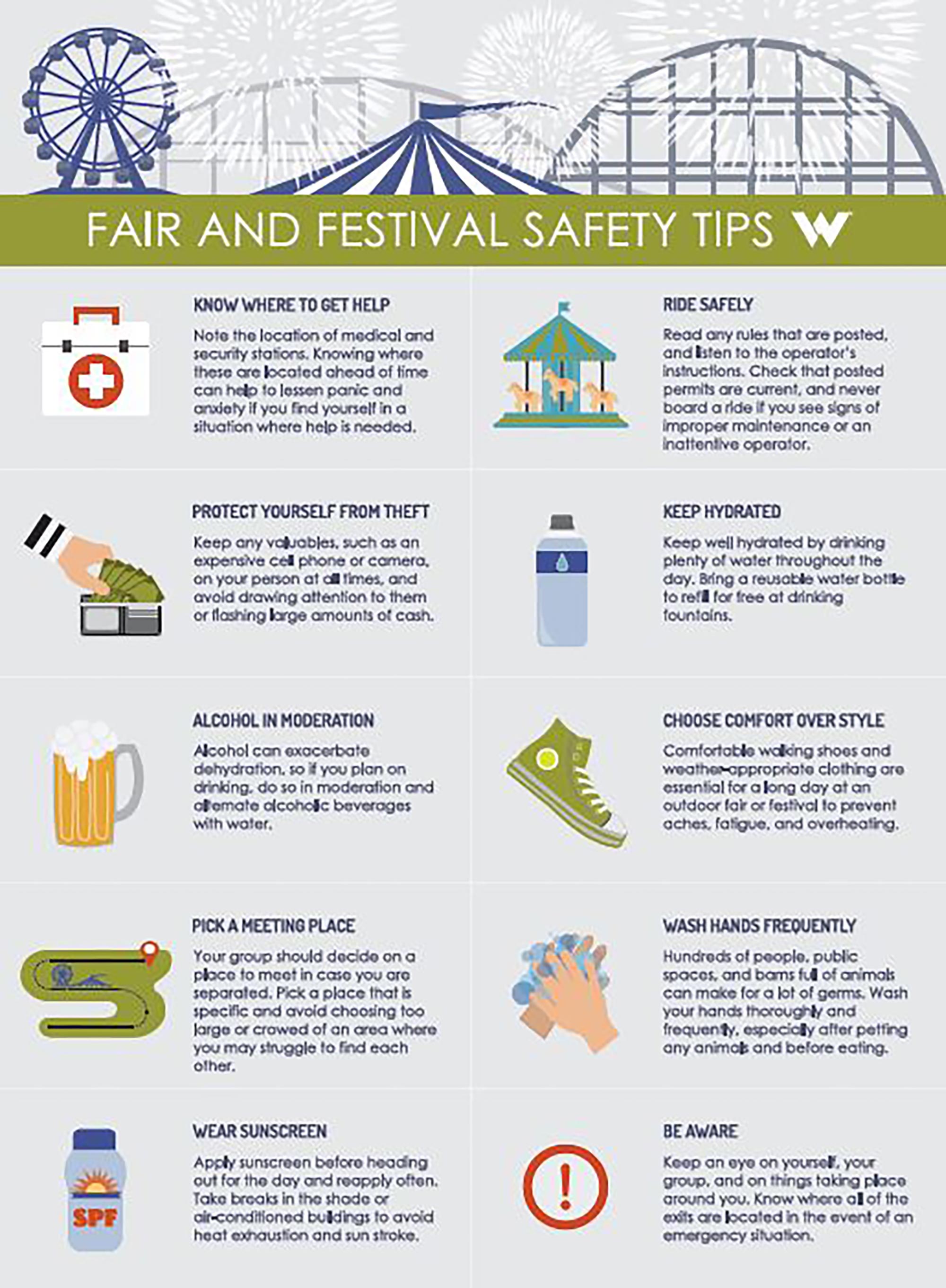 infographic with fair and fetival safety tips.
