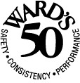 Ward's 50 logo in white and black.