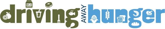 Logo for Driving Away Hunger in green and blue.