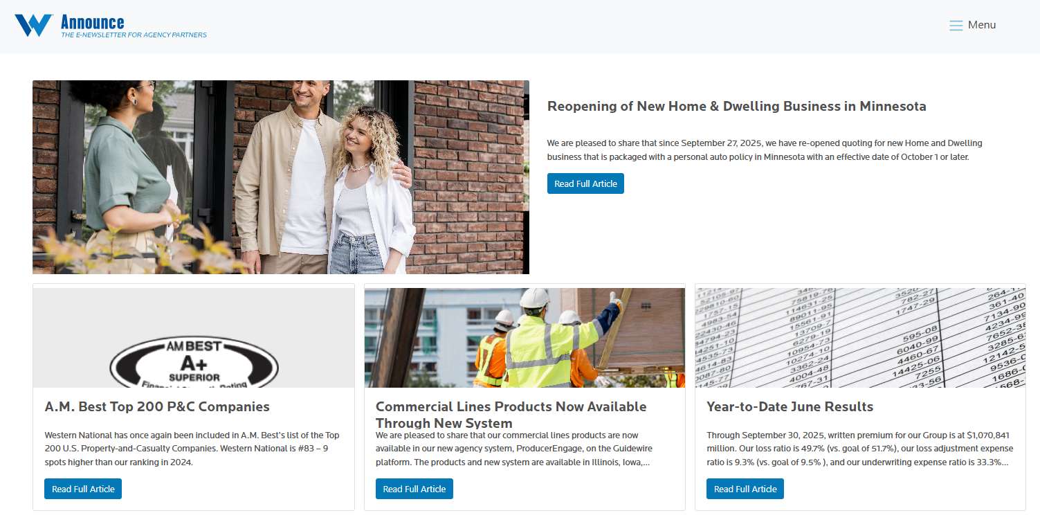 Screenshot of the Announce homepage.