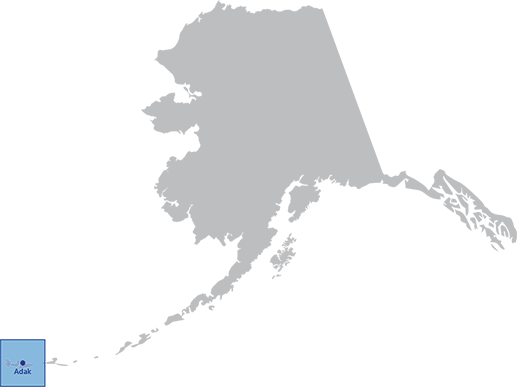 Map of Alaska with earthquake location (Adak) displayed on map.