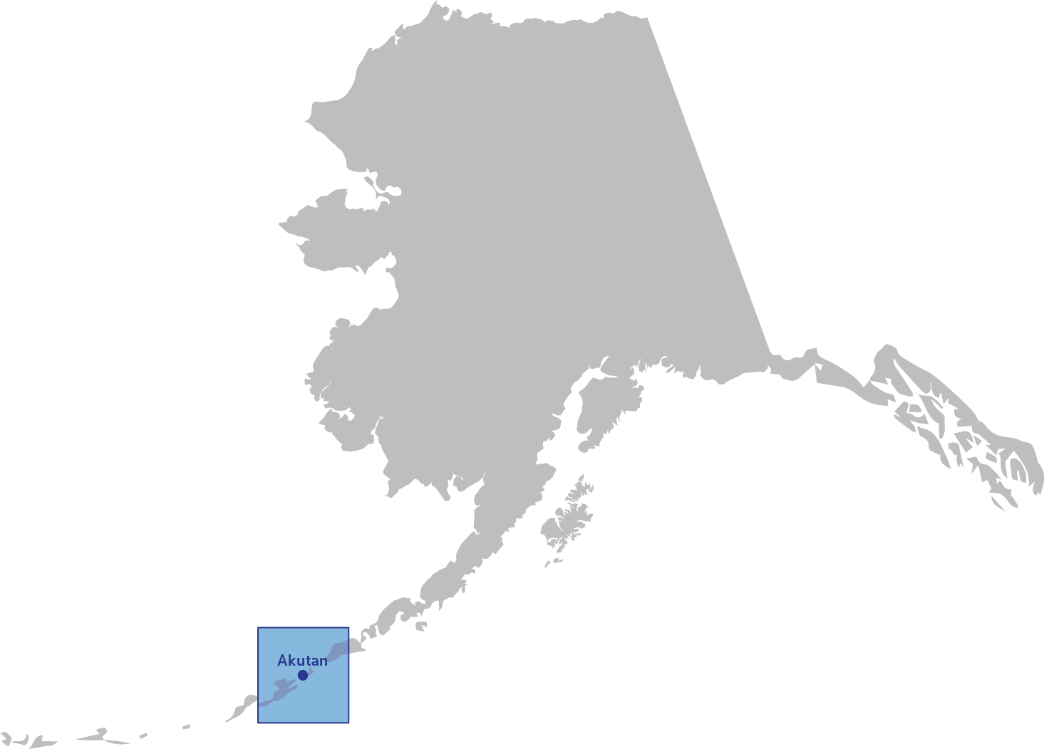 Map of Alaska with Akutan highlighted.