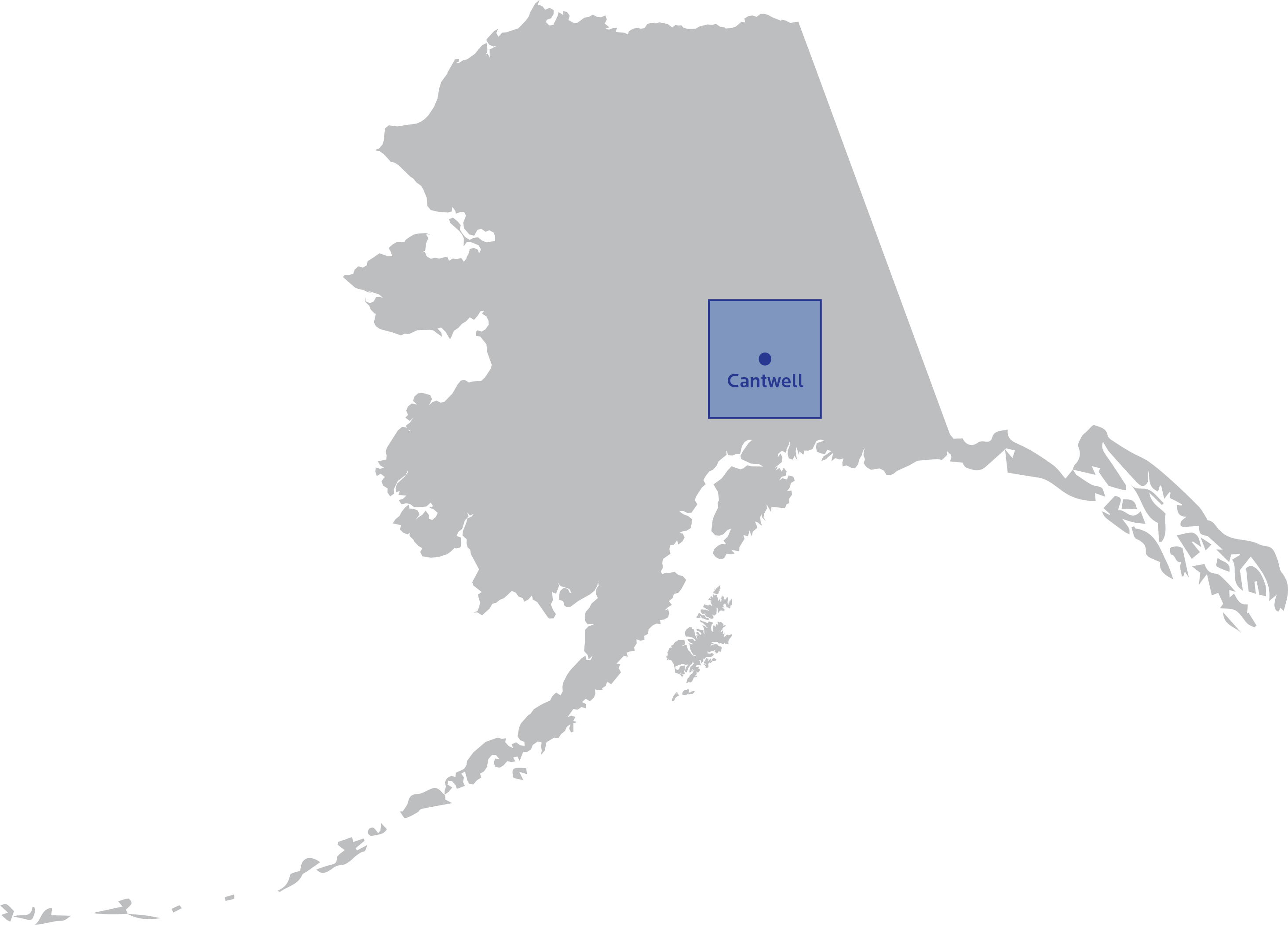 Map of Alaska with earthquake location (Cantwell) displayed on map.