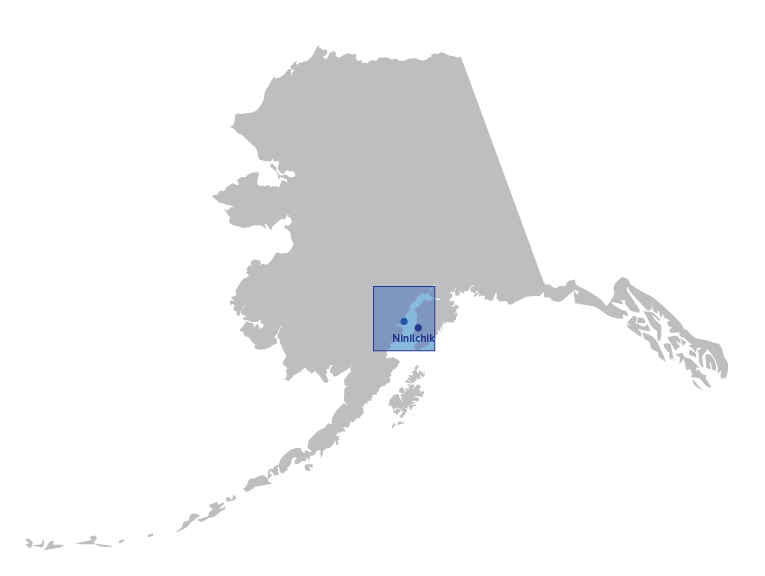 Map of Alaska with Ninilchik highlighted.